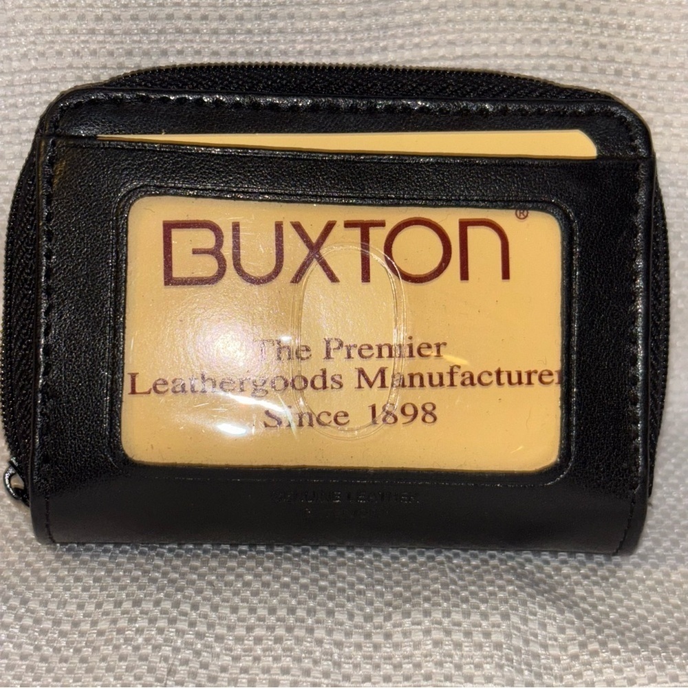 Buxton Black Leather Card Holder Accordian